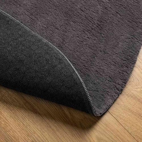 Tapis en polyester moelleux antidérapant et pliable HUARTE anthracite - 6