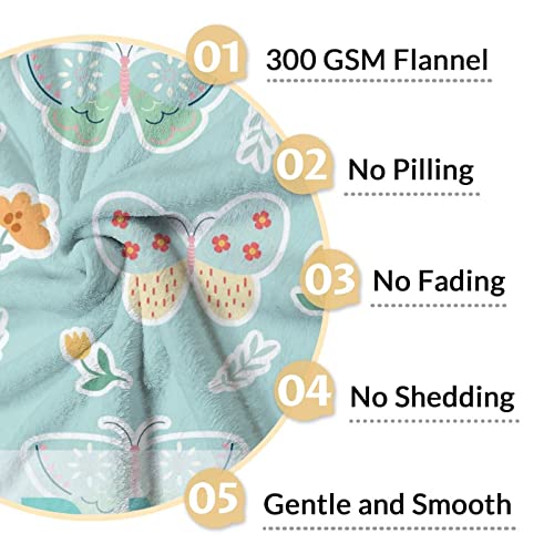 Personalized Butterfly Blanket Gifts with Name - 40"x50" Cute Throw for Women, Girls - Green Soft Fuzzy Blankets for Couch & Sofa