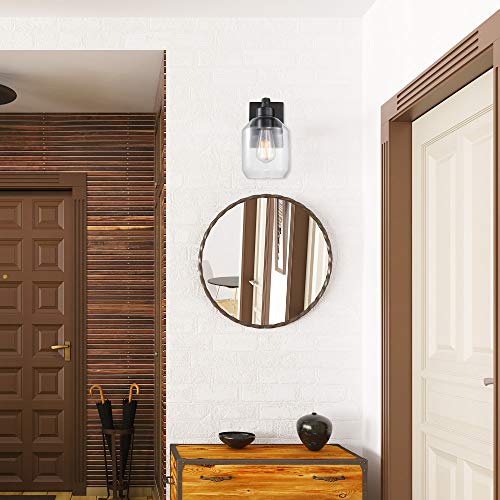 Globe Electric 51551 Middleton 1-Light Plug-In Or Hardwire Wall Sconce, Dark Bronze, Clear Glass Shade, 6Ft Black Fabric Covered Cord, Inline On/Off Rocker Switch #TOP5
