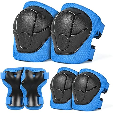 VICTGOAL Kids Knee Pads and Elbow Pads with Wrist Guards Set Protective Gear Set for Boys Girls 3-8 Years Child Toddler 3 in 1 for Skateboard Cycling Bike Scooter Roller Skates (Blue, S(3-8 Years)) Cover