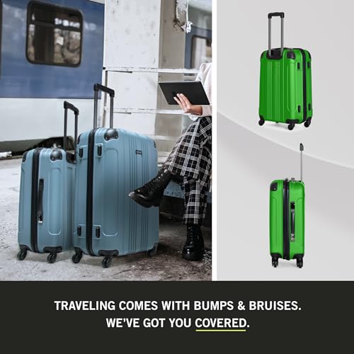 Image of Kenneth Cole REACTION Out of Bounds Lightweight Hardshell 4-Wheel Spinner Luggage, Kelly Green, 28-Inch Checked