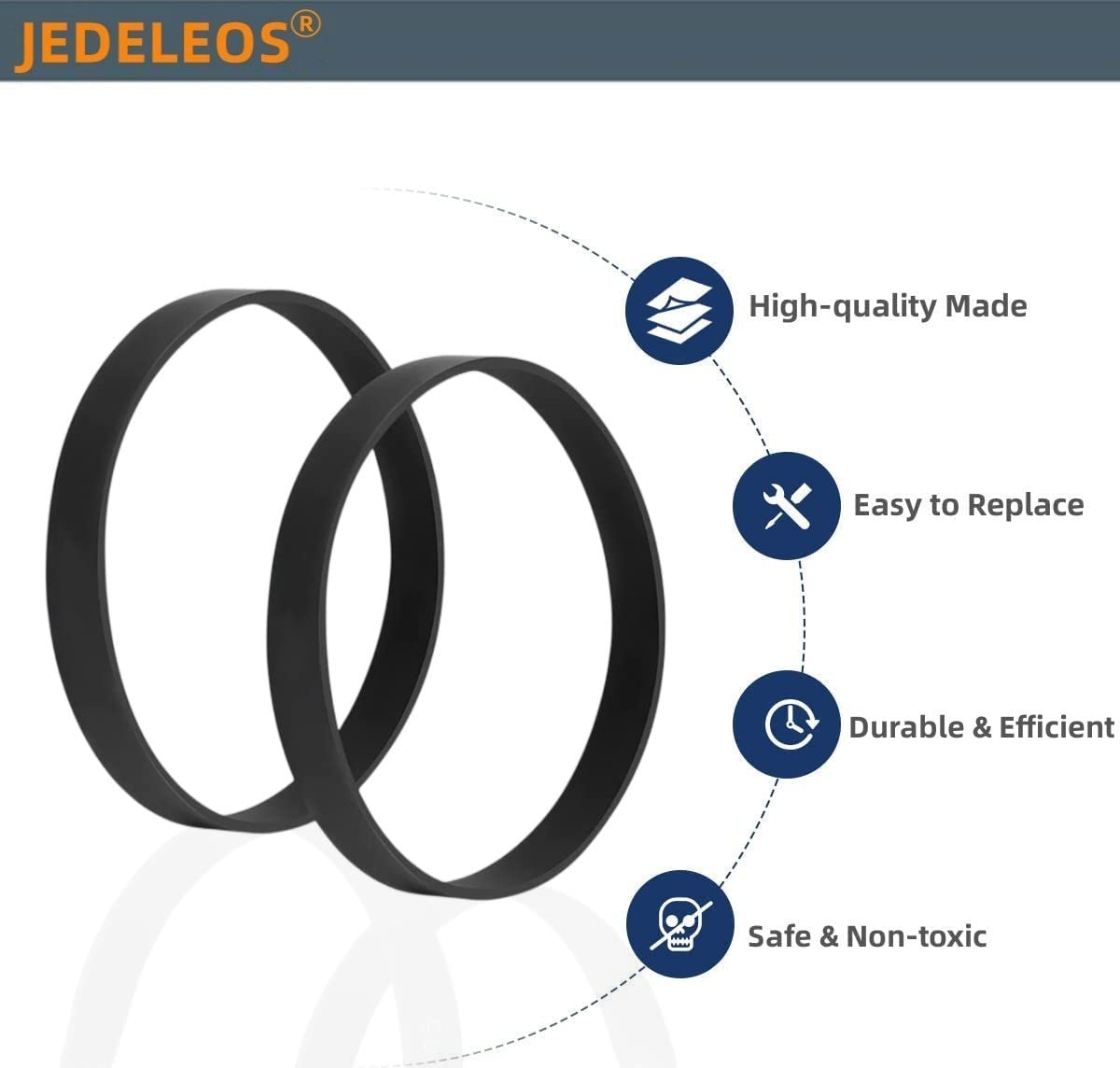 JEDELEOS Replacement Belts for Bissell CleanView Swivel Rewind Pet Reach Upright Vacuum Model 3198 3198A 3197 3197A 3196 and 3195 Series (Pack of 2)