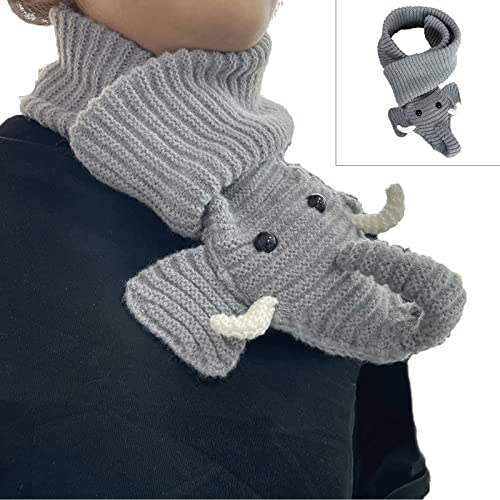 Winter Unisex Cartoon Elephant Knitted Scarf Children Soft Thicken Warm And Windproof Collar Scarf Outdoor Warmth Kids2