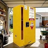 Flammable Storage Cabinet, 30 Gallon 40''x25''x21'' Chemcial Safety Locker 3-Point Manual Close Door, Fuel Cabinet with Galvanized Steel Plate, Alloy Steel Cabinet for Industry Enterprise Home