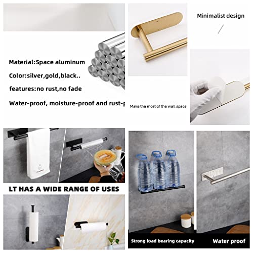 Paper Towel Holder Wall Mount, Premium Stainless Steel Paper Roll Holder, Self Adhesive Tissue Hanger, Plastic Wrap Stick Bar Napkin Rack For Kitchen Hanging Cabinet Under Counter Door, Black 13-Inch #TOP6