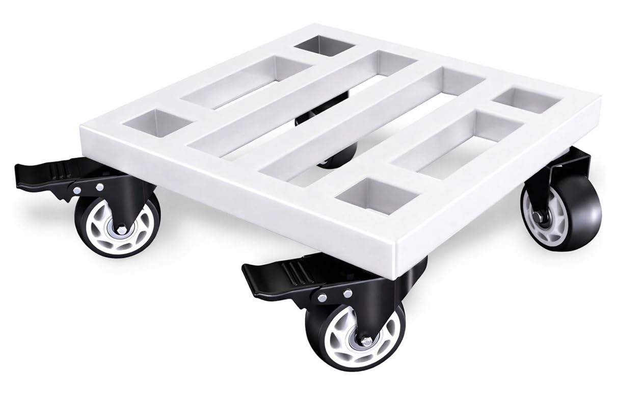 65510 Metal Furniture Utility Trolly, 14" x 14" Heavy Duty Moving Dolly with Locking Wheels, 800lbs Capacity Compact Mobile Base for Home Office, Workshop, Garage, White-image-47