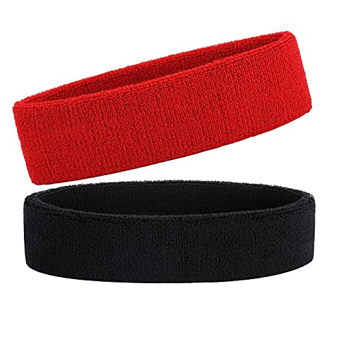 RZLECORTRZLECORT Workout Headband for Women & Men - Moisture Wicking & Non-Slip Exercise Hairband or Sports Sweatband -Ideal for All Sports Like Tennis, TT, Badminton, Running and Yoga (2 PC) A4