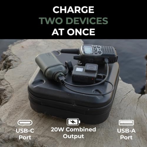 Image of NESTOUT Rugged Power Bank, 10000mAh Outdoor Battery Charger, 20W USB-C Fast Charging PD, Waterproof IP67, Durable Shockproof, Battery Pack for iPhone Hiking Travel Camping (Olive Green, 10000mAh)