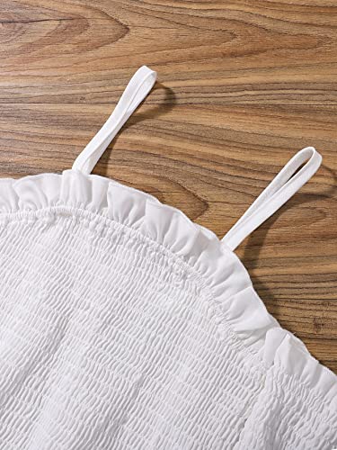 SHENHE Girl's Cold Shoulder Shirred Crop Tops Flounce Long Sleeve Frill Trim Blouses3