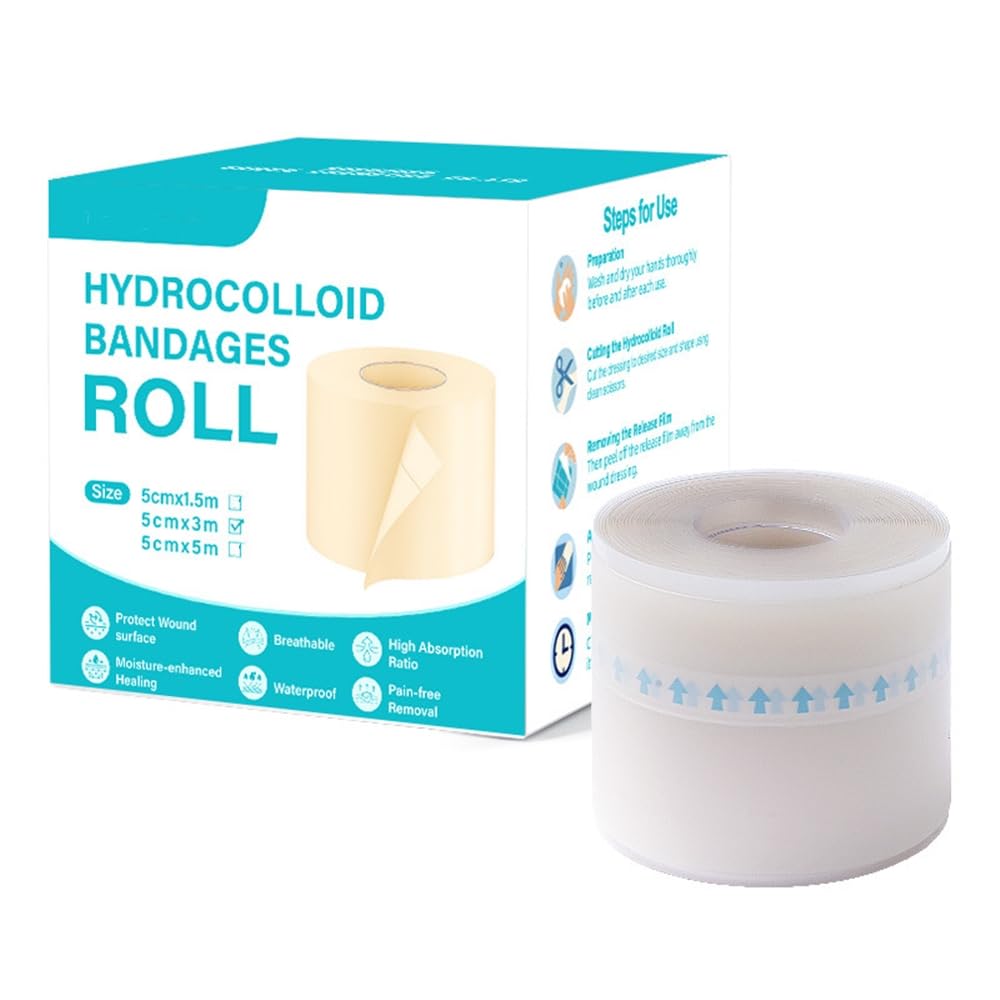 Rouleau de pansement hydrocolloïde amélioré, avec film à libération sans contact, rouleau de pansements hydrocolloïdes pour la guérison et la protection des plaies, imperméable, respirant, doux pour
