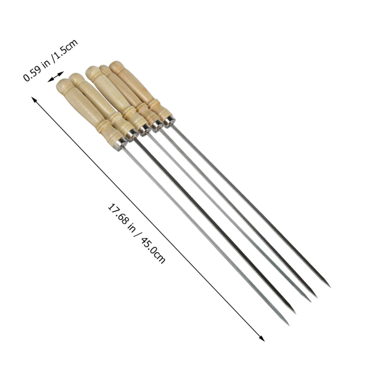 BESPORTBLE 25pcs Large Wooden Handle Barbecue Sign Skewer Grill Meat Flat Stainless Steel