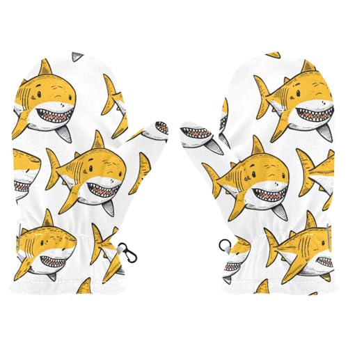 Kid's Winter Gloves Children Warm Gloves Yellow Shark for Boys Girl Age 4-6 Years