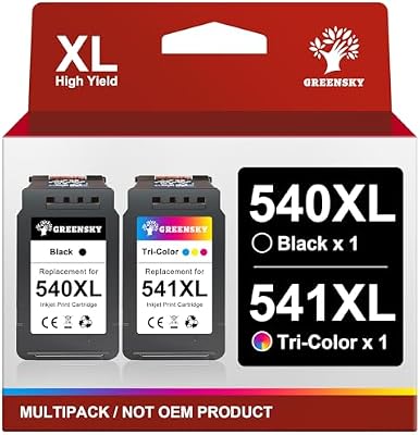 GREENSKY Cartuchos Tinta 540 y 541 XL Compatible para Canon 540 541 XL para Canon PIXMA MG3650s MG3650 TS5150 TS5151 MG3150 MG3500 MG3600 MG4250 MX475 MX535 PG-540XL CL-541XL 540XL Negro 541XL Color