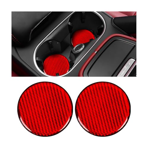 2pcs portavasos para auto fibra de carbono rojo