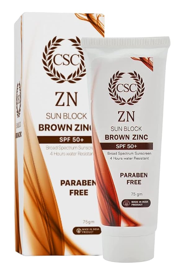 CSC ZN Sunblock Brown Zinc Oxide Cream SPF 50+ Broad Spectrum Sports