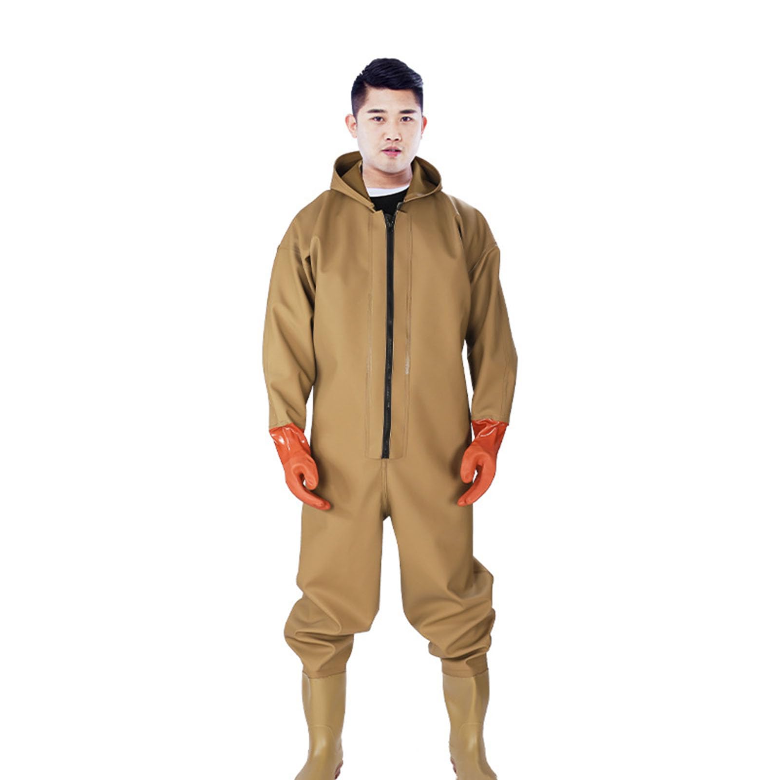 Wodery Wędkarskie Z Rękawiczkami Przeciwdeszczowymi, Wodery Crosswater, Spodnie Do Brodzenia, Wodoodporne, Oddychające, Unisex, Całe Ciało, Dla Mężczyzn, Kobie(Size:45,Color:Żółte - z rękawiczkami)