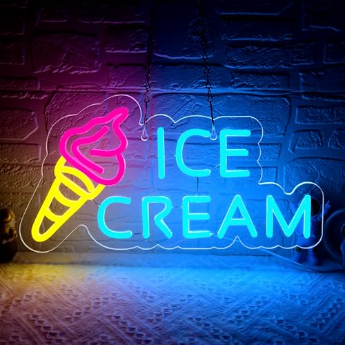 Ice Cream Neon Sign for Wall Decor LED Sign for Ice Cream Shop Wall Art