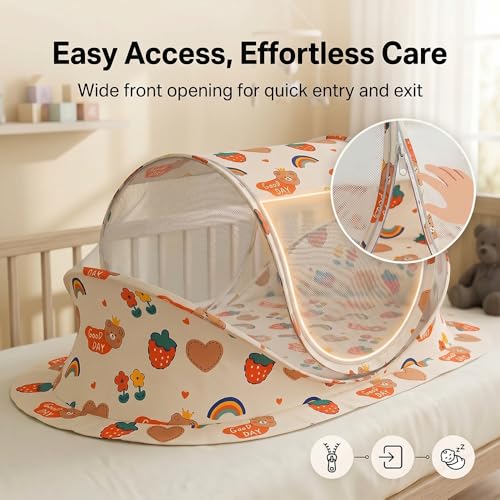 Image of StarAndDaisy Baby Mosquito net with Mattress for Baby, Portable Baby Lounger for Kids, Breathable mesh Mosquito Net. (Rainbow)