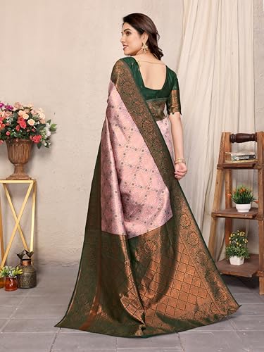 Image of Women's Kanjivaram Soft Silk Banarasi Saree With Blouse Piece | Banarasi Sari For Women | Saree with Blouse piece