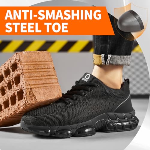 Image of Steel Toe Work Shoes for Men Lightweight Safety Shoes with Puncture Resistant Sole Comfortable Construction Industrial Work Shoe for Warehouse