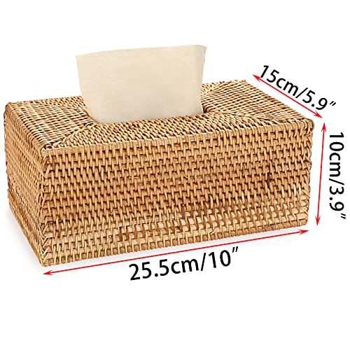Sumnacon Rattan Rectangular Tissue Box Cover - Decorative Woven Wicker Napkin Tissue Box, Vintage Tissue Holder For Livingroom Bedroom Bathroom Table Home Office Store Decor #TOP2