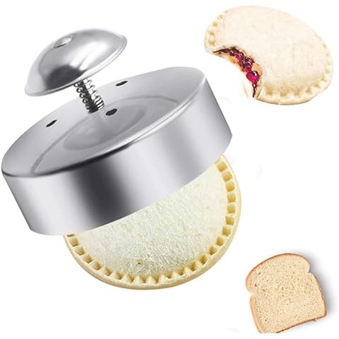 Kids Sandwich Cutter Stainless Steel Pocket Sandwich Bread Cutter and Sealer Pressing Sandwich Bread Cutter Mould for Making Sandwiches Burgers Meatloaf Cheese (Sliver) Cover