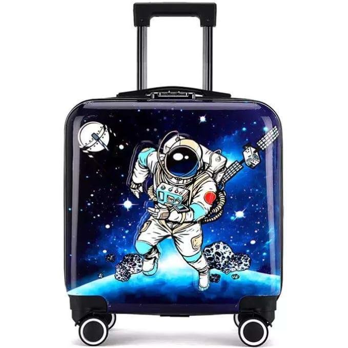 Image of Toy Imagine 18 Inch Trolley Bag for Boys Kids Luggage Trolley Hard Polycarbonate Suitcase Cabin with Spinner Wheels Retractable Handle Lightweight Travel Bag for Kids Boys Astronaut Bag(46 cm)