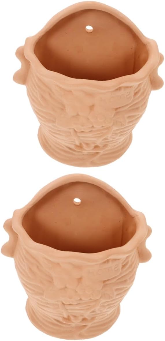 2pcs Hanging Plant Pot Fence Pots House Plants Garden Planters Hanging Plant Holder Hanging Planter Hanging Pots for Plants Outdoor Balcony Plant Wall Mounted Clay Yardwe