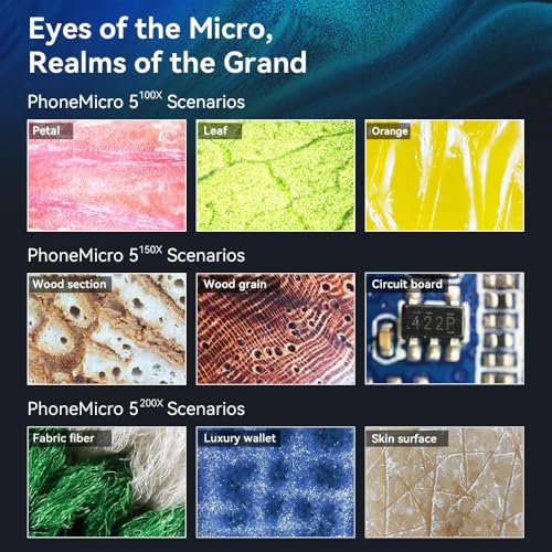Lente de microscopio para teléfono 200X, accesorio cámara macro de bolsillo con luz LED 5