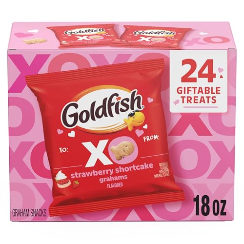 Goldfish Valentine's Day Strawberry Shortcake Flavored Baked Graham Snacks, 24