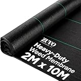 Zuvo Weed Membrane 2M x 10M - Heavy Duty 110 GSM Weed Control Fabric | UV Stabilised Garden Membrane | Breathable Landscape Sheet for Patios, Driveways, Flower Beds - Ground Cover Weed Barrier
