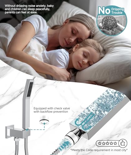 Image of SR SUN RISE Shower System 12-Inch Rainfall Shower Head Polished Chrome