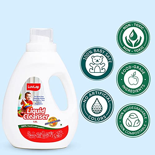 Image of LuvLap Liquid Cleanser 1.5ltr & LuvLap Baby Diaper Pants New Born Size (NB) Pack of 60 Count, Small (XS)