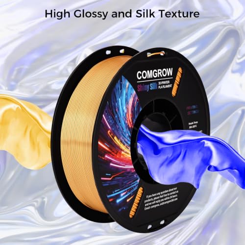 Image of Comgrow Silk PLA 3D Printer Filament, Dual Color 2 in 1 Golden and Blue, 3D Printing PLA Filament 1.75mm, Dimensional Accuracy + /- 0.02 mm, 1KG Spool, Coextrusion Shiny Silk 3D Filament