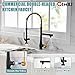 GIMILI Black and Gold Kitchen Faucet with Pull Down Sprayer Single Handle High Pressure Kitchen Sink Faucet Commercial Double-Headed Stainless Steel Kitchen Faucets