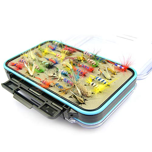 CHSEEO 64 Stück Angel-Fliegen Kunstköder Set Angel-Köder Fliegen Forellenköder Fliegen Fischen Köder Haken Perfekt zum Zander Angeln Barsch Forelle Dorsch Angelzubehör Angelset #3 - Image 3