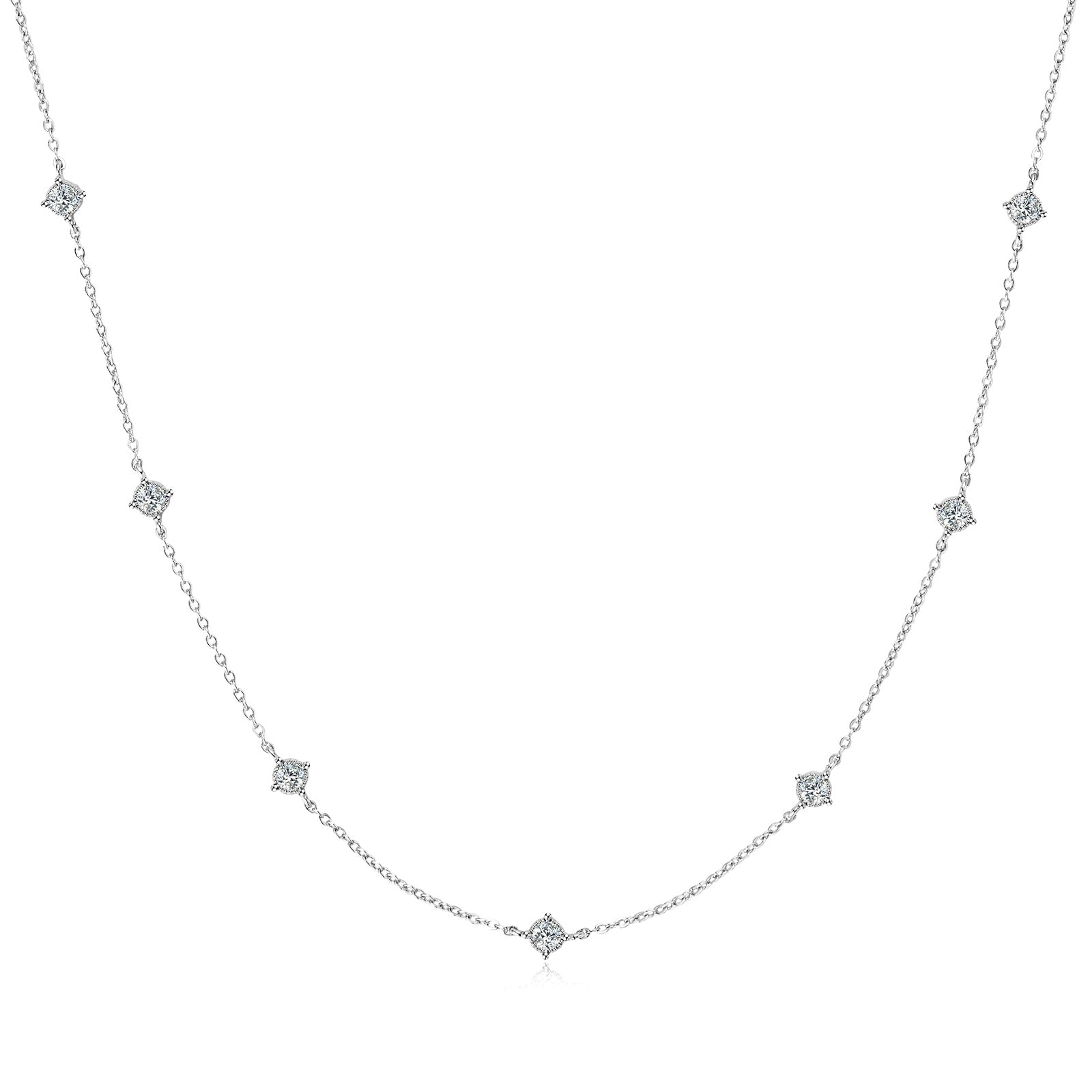 JL LITTLE FOREST Moissanite Necklace for Women, 925 Sterling Silver Station Choker Necklaces D Color VVS1 Clarity Lab Created Imitation-diamond Dainty