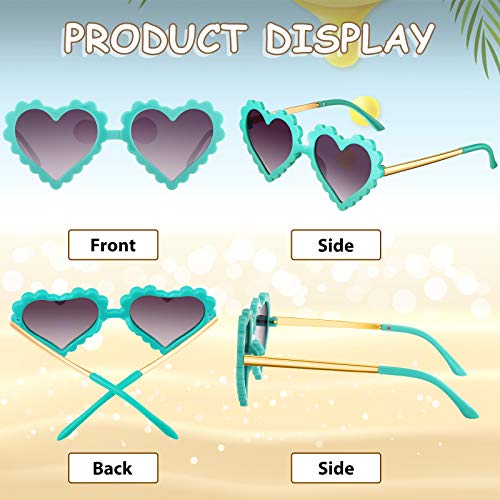 Weewooday 4 Pieces Kids Heart Shaped Sunglasses for Boys Girls, Cute for Party Photography Outdoor, Age 3-83