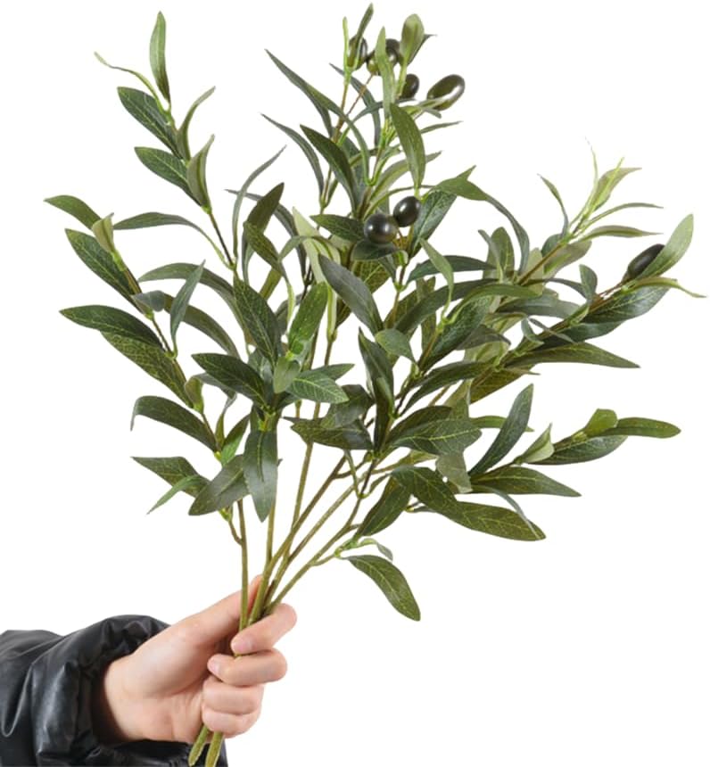 CLoxks 4 Pcs Artificial Olive Branches for Vases 19 Inch Faux Olive Branch Stems Leaves with Fruits,for Home Decor Weddings Party Vase Decorative, HJNJGFTJ24
