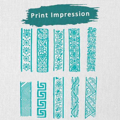 Image of Hashcart Wooden Stamp Block, Printing Stamp Design Set | Block for Printing Saree Border | Dresses, Craft Card Making, Scrapbook, Clay Pottery | Set of 10