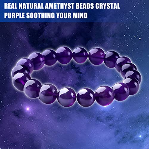 Urouxi Healing Natural Crystal Bracelet - 10Mm Handmade Amethyst Bracelet Yoga Stone Bead Stretch Bracelet Positive Energy Good Luck Charms Anxiety Relief For Men Women Chakra Travel Gift #TOP2