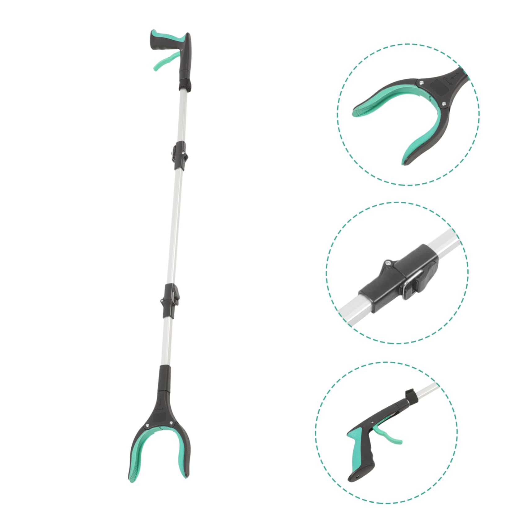 Happyyami Pince à Ramasser les Ordures en Alliage D'aluminium et Pp Pliable Outil Flexible pour Ramassage D'objets Petits Vert Derrière Meubles et Appareils