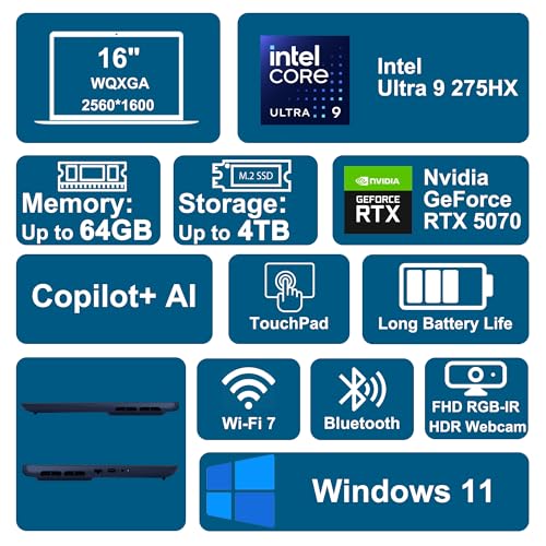 Image of Dell Alienware 16X Aurora Gaming AI Laptop 16 inch WQXGA 240Hz (100% DCI-P3) Intel 24-core Ultra 9 275HX 64GB RAM 2TB SSD GeForce RTX 5070 (Up to 798 Tops) Thunderbolt Wi-Fi7 Win11