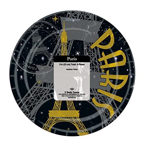 Beistle Paris Plates, 9-Inch, Multicolor #TOP3