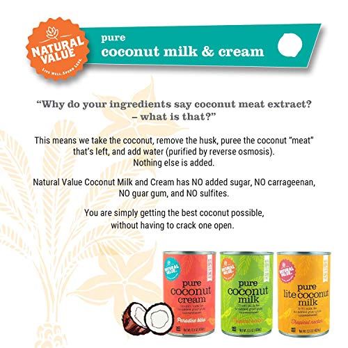 Natural Value 13.5 Ounce, Pure Coconut Cream, 162 Ounce, (Pack of 12)