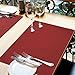 Red Cloth Placemats Set of 6, Cotton Linen Blend Machine Washable Double Layered Durable Place Mats Heat Resistant Placemats Wrinkle Free Thick Fabric Dining Table Mats (Red, 6)
