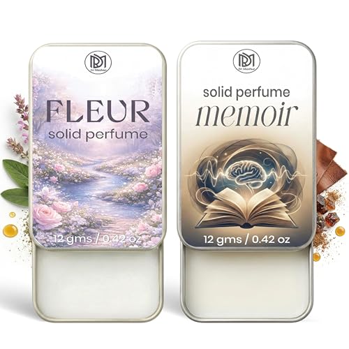 Image of Dr.Mashur Solid Perfume |Fleur&Memoir Alcohol Free Wax Perfume Balm, Long Lasting | Pocket Tin 12g, Pack Of 2| Non Greasy Smooth Glide, Travel Friendly Men And Women