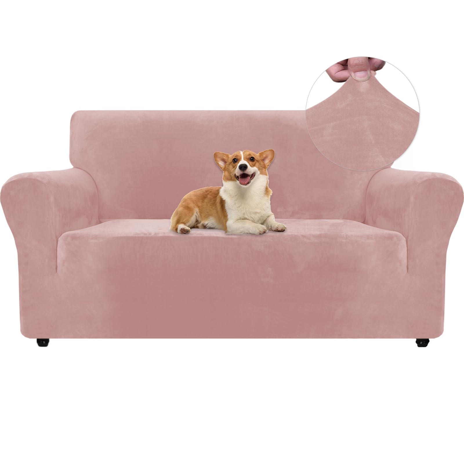 Ystyle Copridivano Velluto, Copri Divano 2 Posti Con Braccioli, Copridivano Antigraffio Gatto, Copridivano Elasticizzato, Universale Copridivani Antimacchia Lavabile Antiscivolo, Rosa