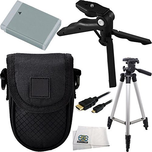 Essential Accessory Kit for Canon Powershot G5 X, G7 X & G9 X Includes Replacement NB-13L Battery + Full Size Tripod + Pistol Grip/Table Top Tripod + Micro HDMI Cable + Carrying Case and More