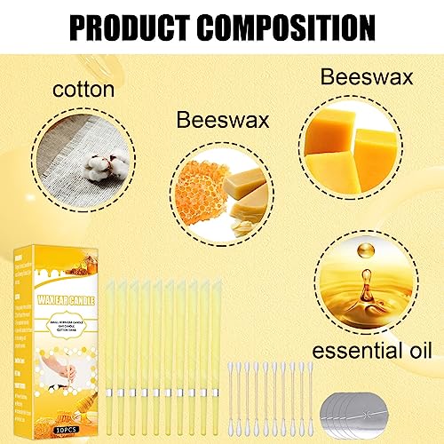 2023 New 10 PCS Natural Beeswax Ear Candles Wax Removal Set, Ear Wax Candles for Ear Candling Wax Removal, Ear Candling Candles for Ear Cleaning, Ear Wax Candle Ear Wax Removal Kit Earwax Cleaner